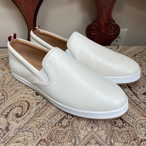 New Bally Hinka Bone White Lamb Leather Slip On Loafer Sneakers Size 10 NWOB